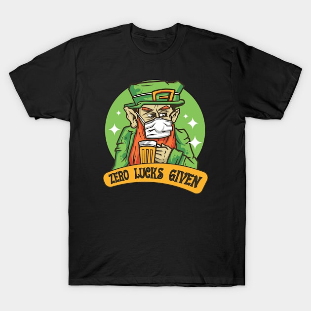 Zero Lucks Given Leprechaun Face Mask St Patrick's Day T-Shirt by az_Designs